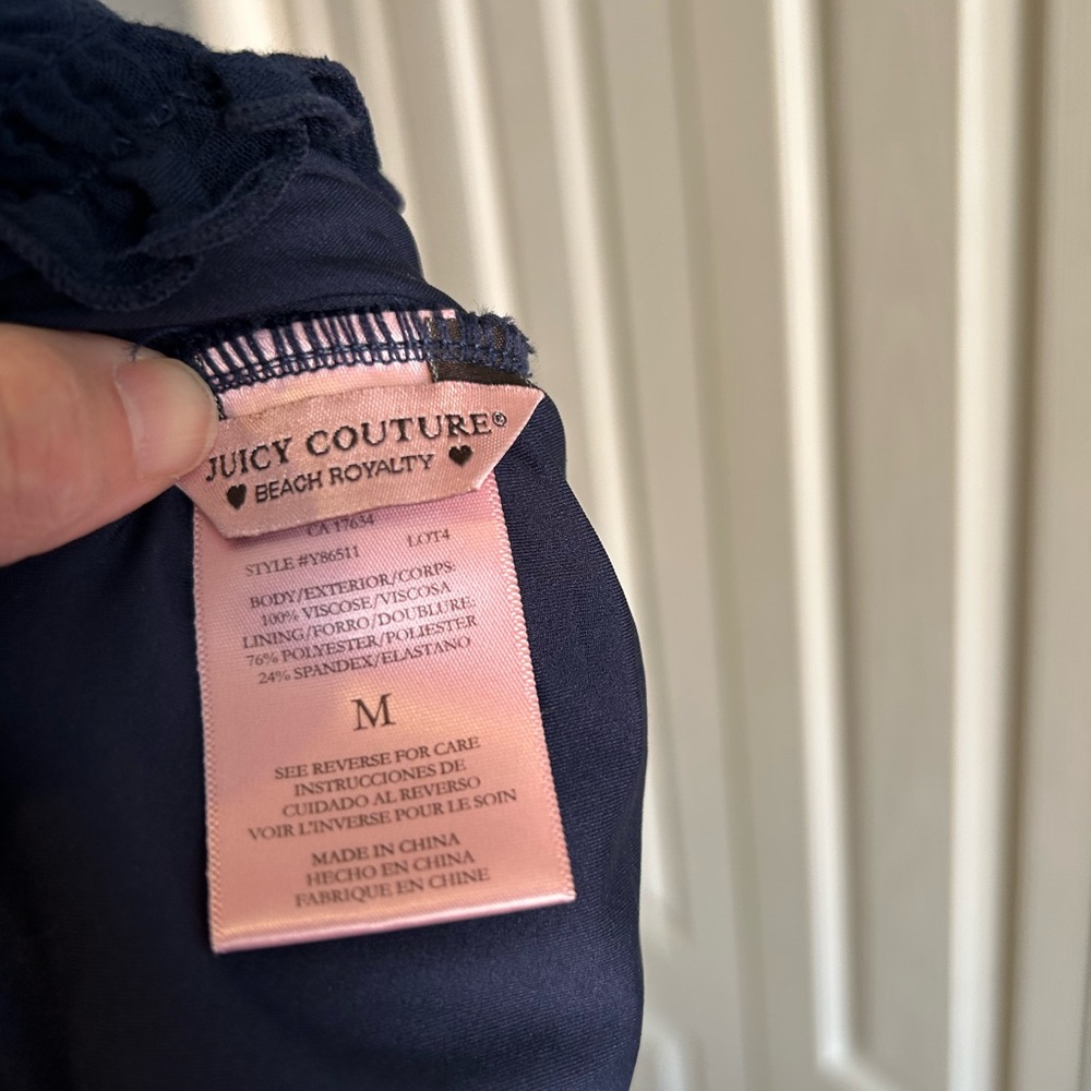 Juicy Couture Beach Royalty Navy Blue Strapless Smock Maxi Dress in Sz Med. NWOT - Picture 10 of 10